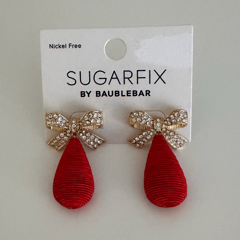 SUGARFIX by BaubleBar Red and Gold Bow Earrings